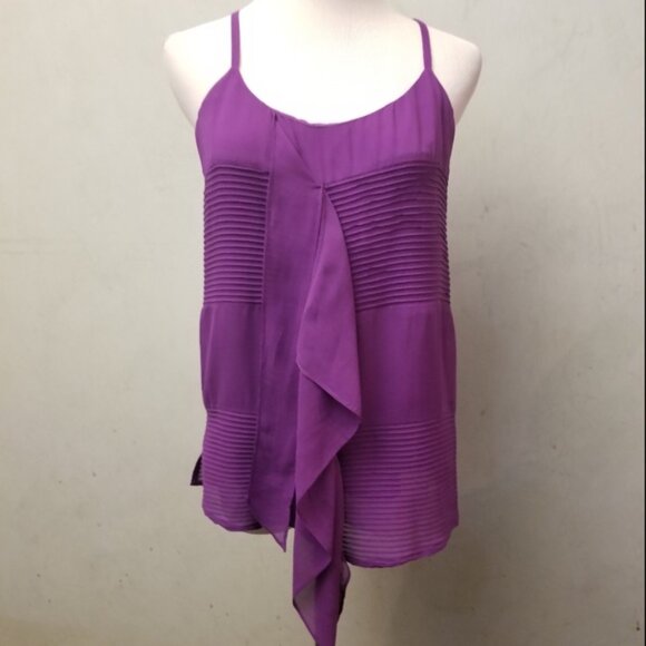 Madison Marcus Pintucked Ruffled 100% Silk top women's size Small (M9) - Picture 4 of 6